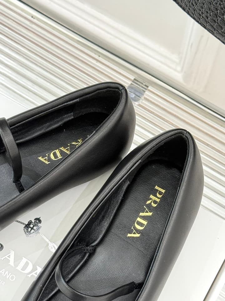 Prada Classic Mary Jane Flats in Cream