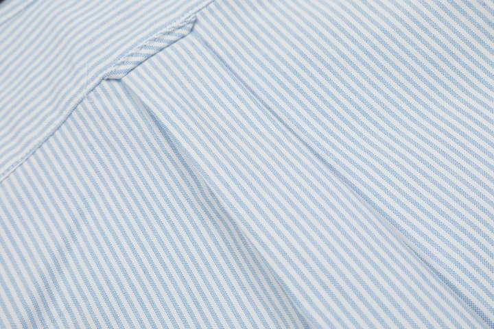 AMI Paris Small Heart Embroidered Striped Long Sleeve Shirt in Blue Stripe