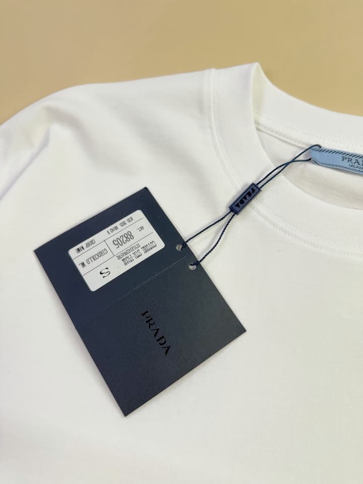 Prada Nylon Patch Pocket Triangle Logo T-Shirt in Black