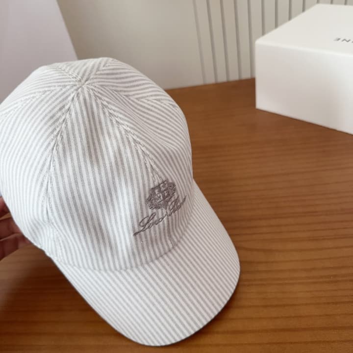 Loro Piana Baseball Cap in Cream With Tan Logo