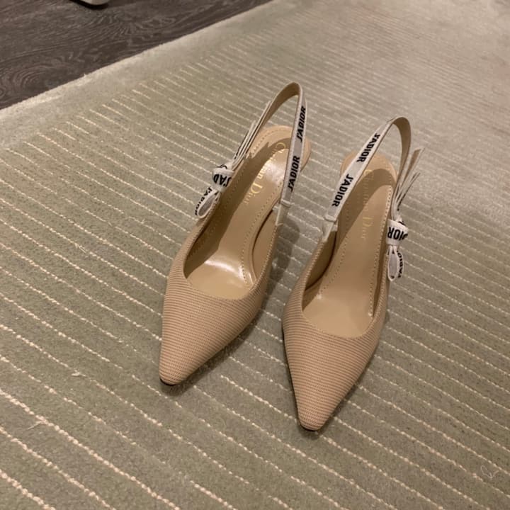 Dior J'Adior Technical Fabric Slingback Pumps in Apricot Technical Fabric