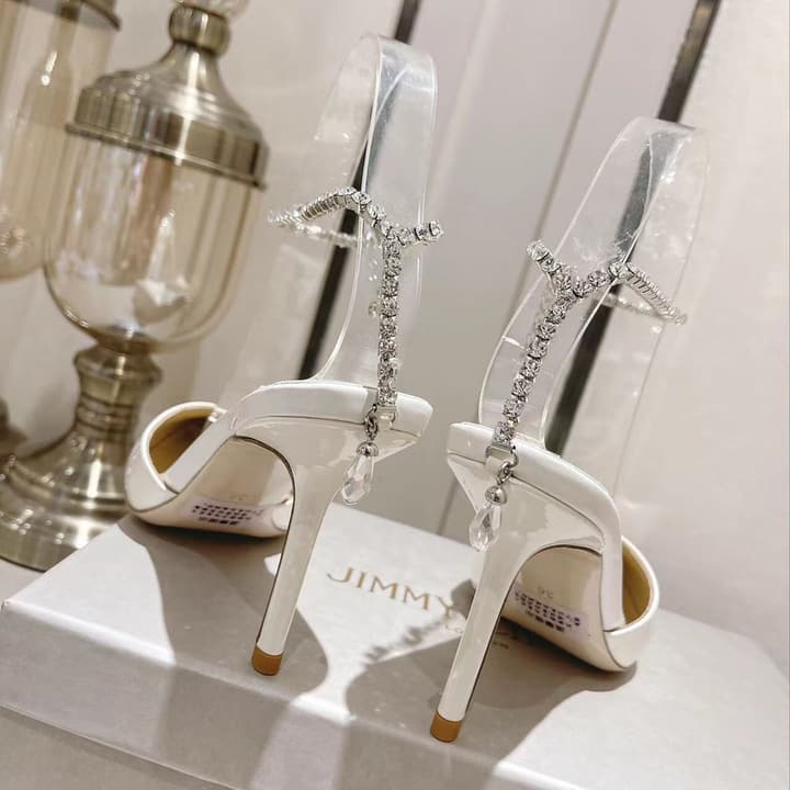 Jimmy Choo Rhinestone and Pearl Embellished Sandals – 2025 Collection in Black Patent
