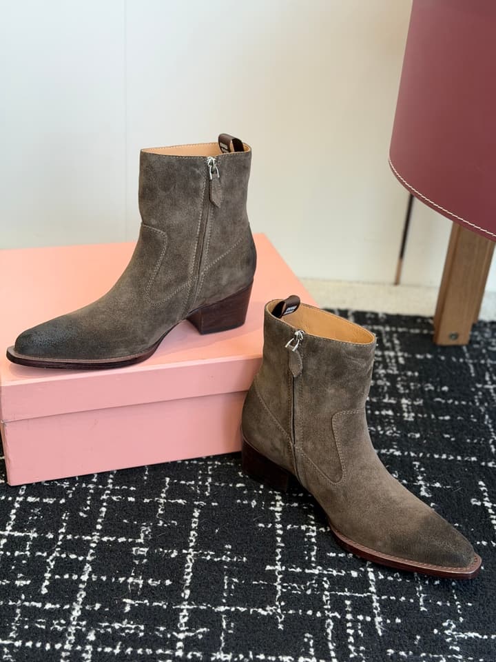 Miu Miu Distressed Leather Cowboy Biker Boots – 2026SS