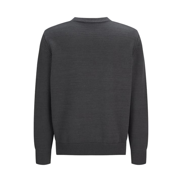 Fendi Embroidered Logo Knit Pullover in Charcoal Grey With Fendi Logo