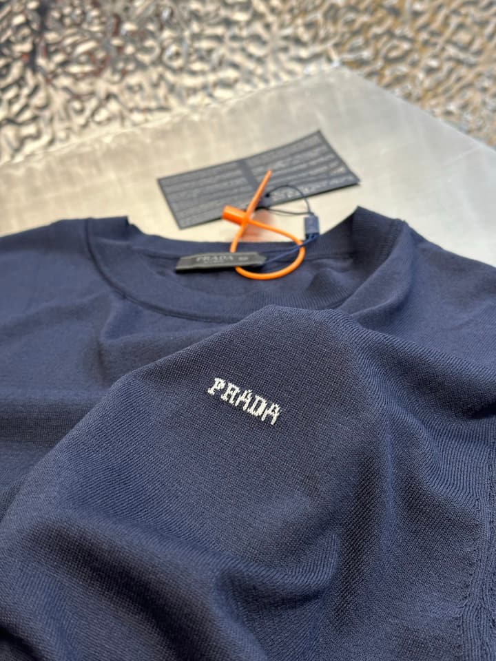 Prada Jacquard Short-Sleeve Sweater