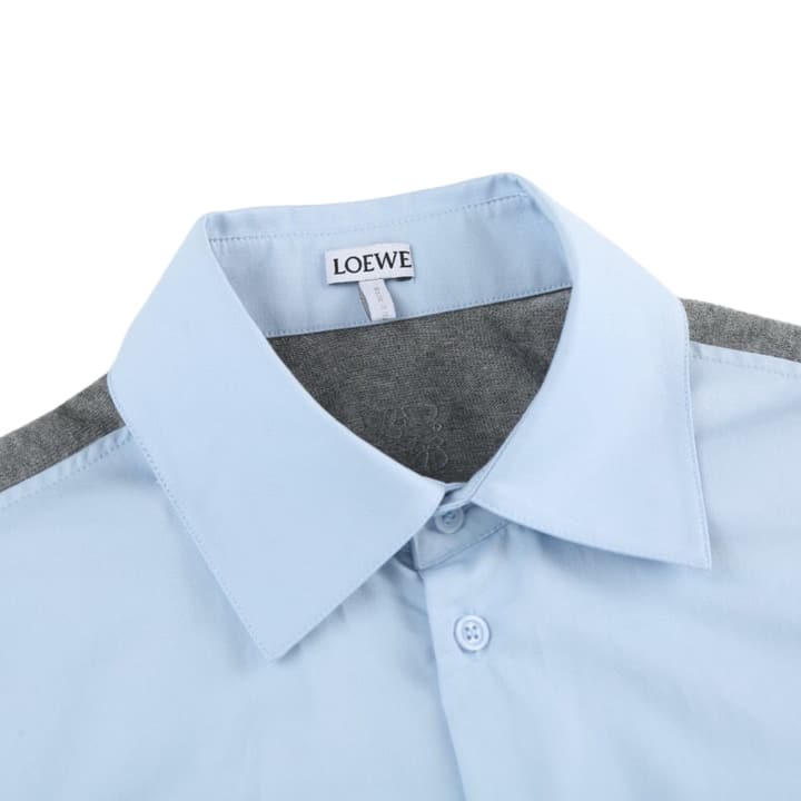 Loewe Knit Patchwork Long-Sleeve Shirt in Blue