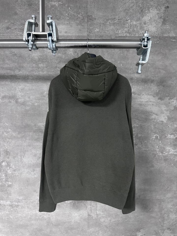 Moncler Hooded Wool Knit Spliced Down Jacket – Early Autumn Collection in Black