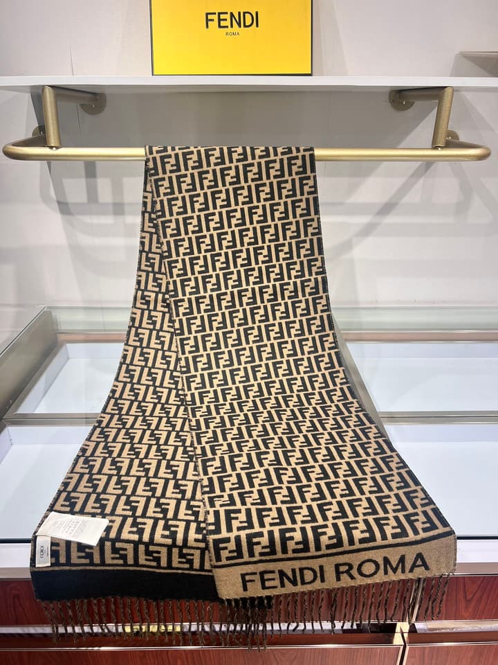 Fendi FF Monogram Scarf in Dark Brown Ff Monogram