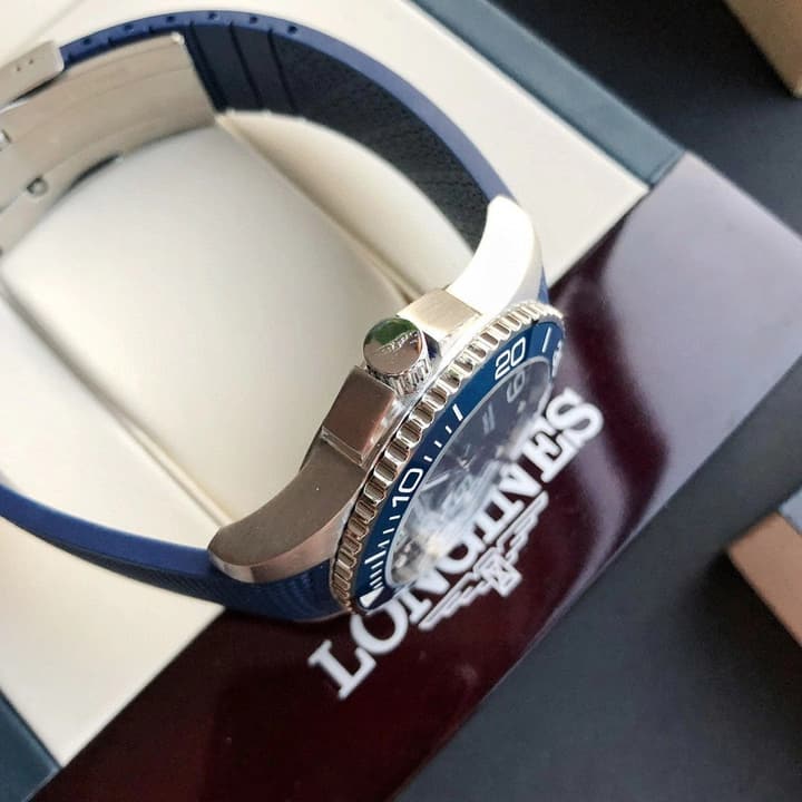 Longines Conquest Automatic Watch (Eddie Peng Edition) in Blue Dial With Blue Rubber Strap