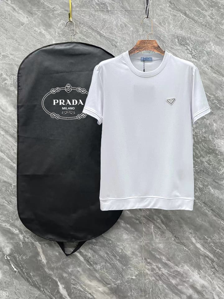Prada Unisex Mercerized T-Shirt – 25SS Collection in Black