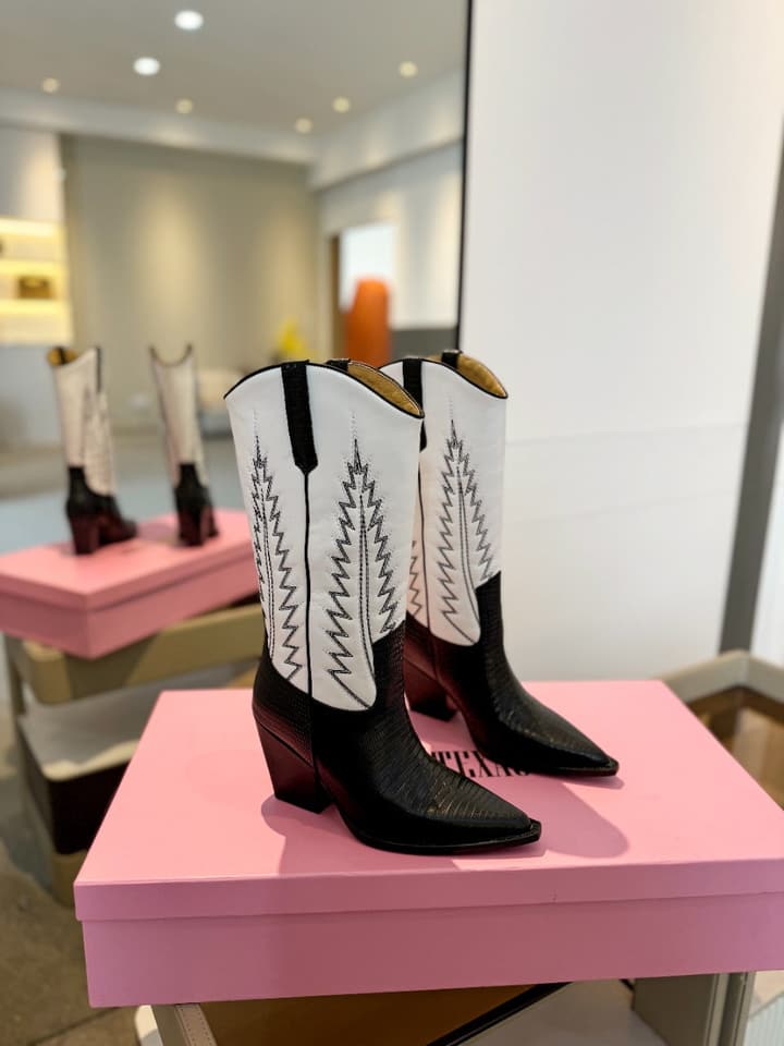 Paris Texas Suede Embroidered Knee-High Boots in All Black