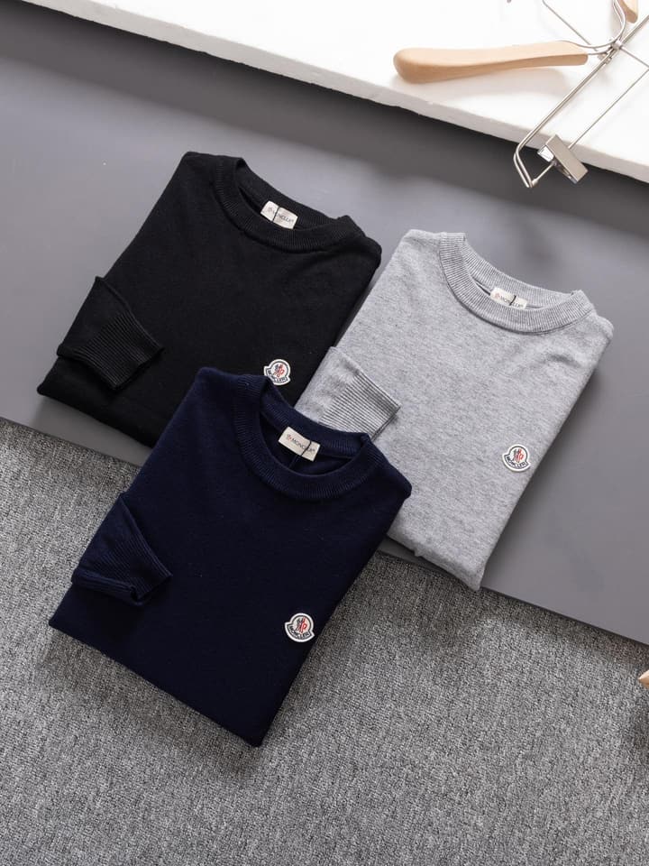 Moncler Round Neck Knit Sweater – 2024 Collection in Black