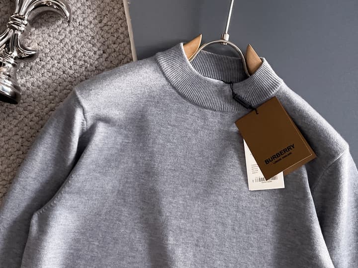 Burberry Half-Zip Wool Blend Sweater in Black Logo
