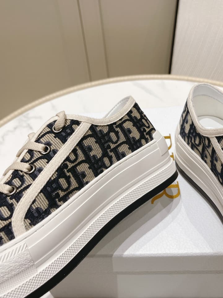 Dior Walk'n'Dior Oblique Embroidered Platform Sneakers in Dark Oblique