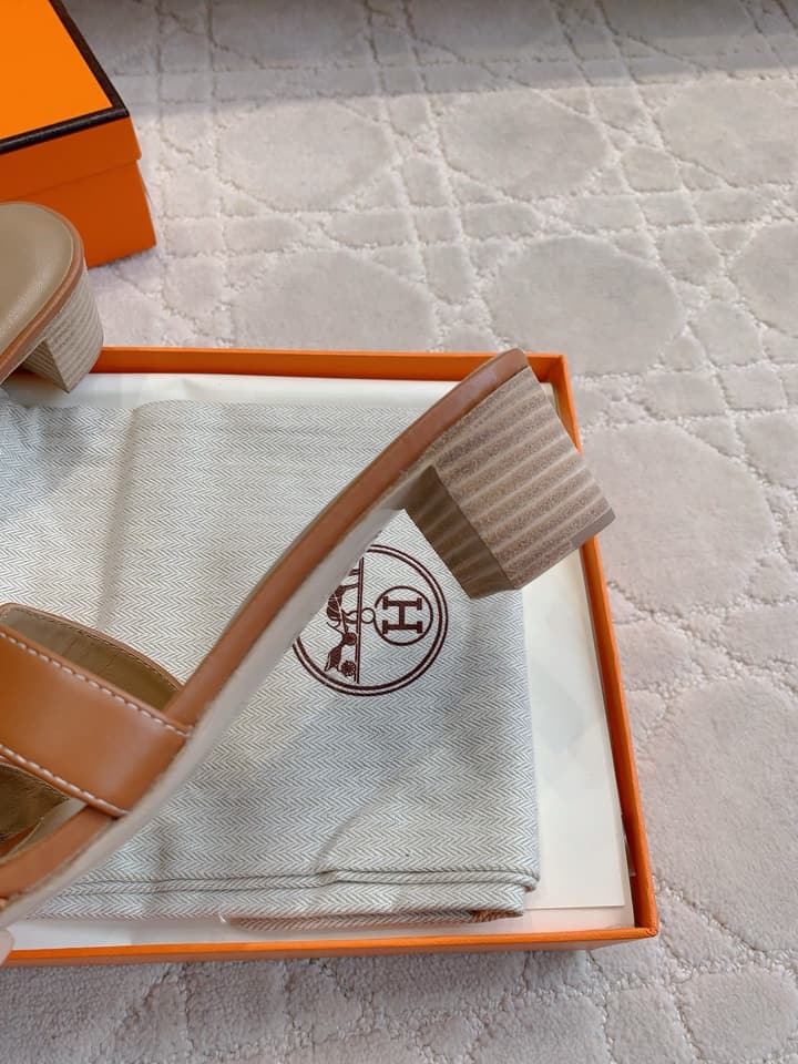 Hermès H-Heeled Sandals in Tan