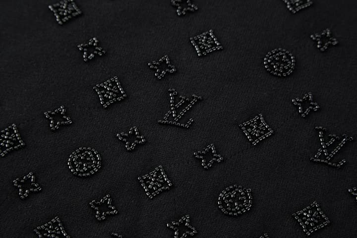 Louis Vuitton Gradient Beaded Knit Pullover in Black Beaded Monogram