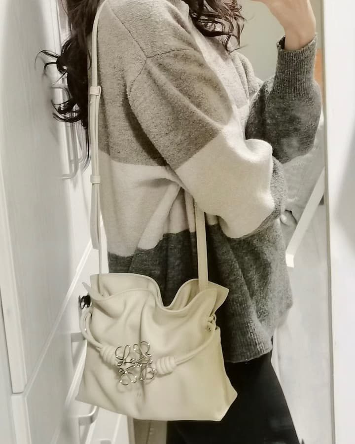 Loewe Flamenco Small Drawstring Bag in Cream