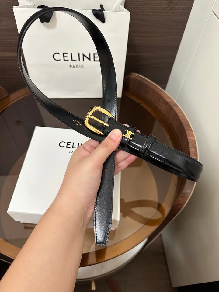 Celine Vivienne Taurillon 25mm Belt in Black Taurillon Leather