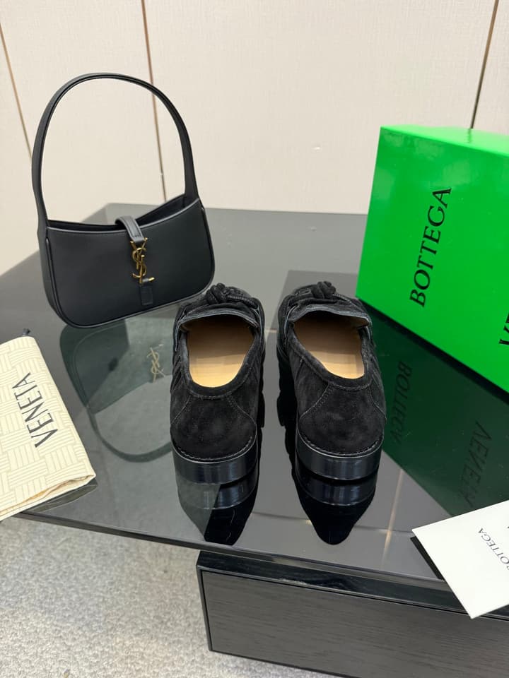 Bottega Veneta Astaire Suede Loafers in Black Leather