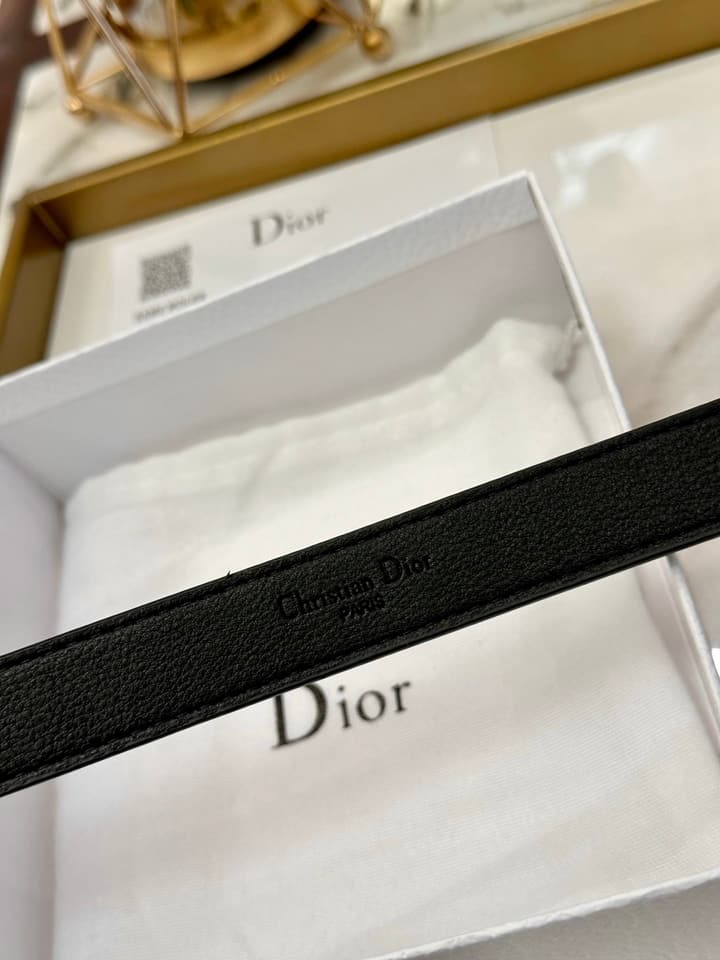 Dior Leather Belt – Gold Buckle in Black Leather With Gold Buckle