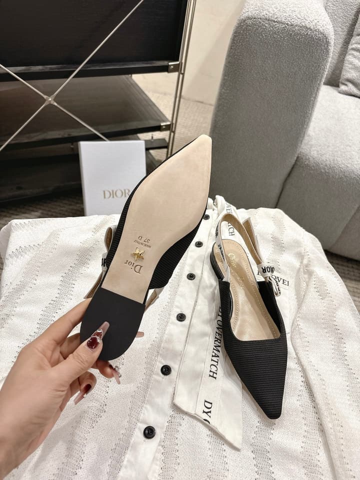 Dior J'Adior Embroidered Kitten Heel Sandals in Black Shimmer Fabric