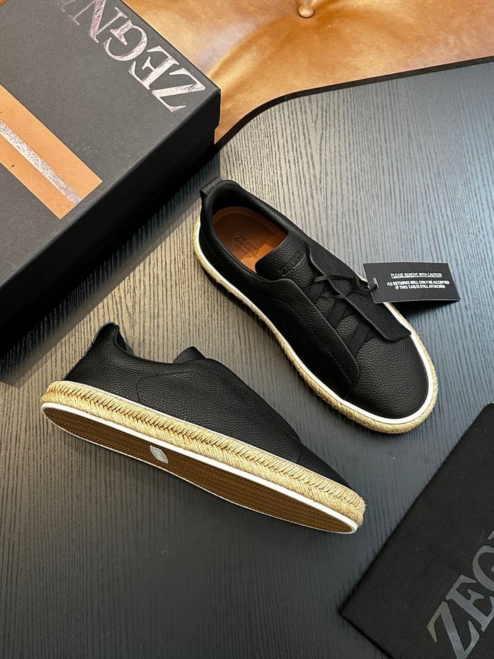 Ermenegildo Zegna Triple Stitch Low-Top Sneakers in Black Suede