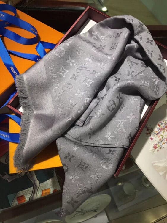 Louis Vuitton Classic Monogram Wool Silk Shawl in Beige