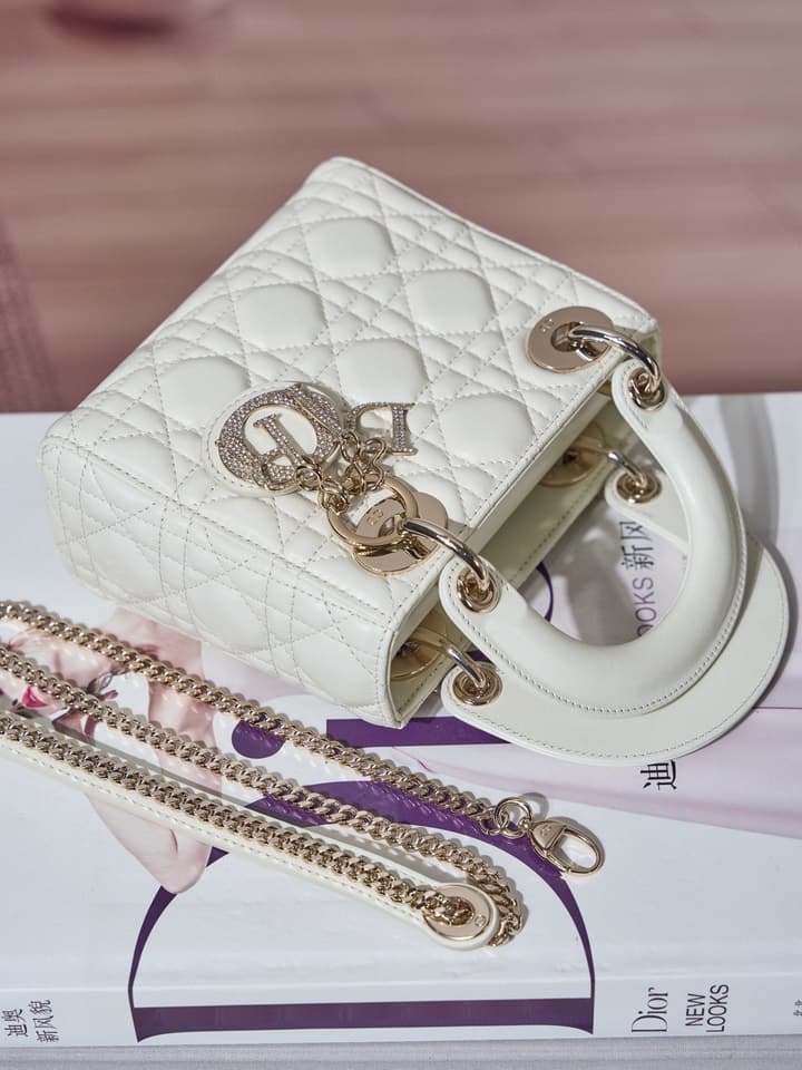 Dior Classic Lady Lambskin Handbag in Blush Pink