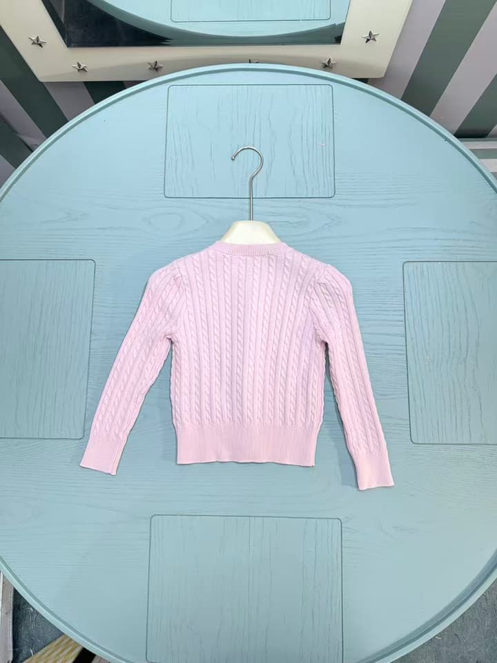 Ralph Lauren Kids Classic Striped Knit Cardigan – 2025SS in Light Pink Cable Knit
