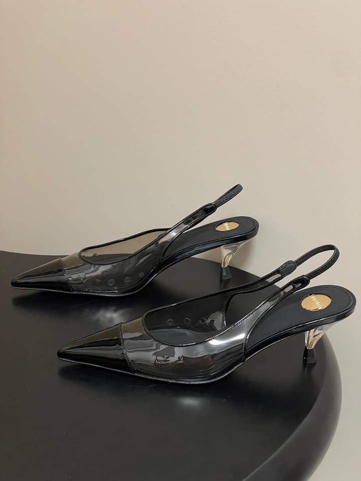 Saint Laurent Pointed PVC Slingback Sandals – 26SS in Beige