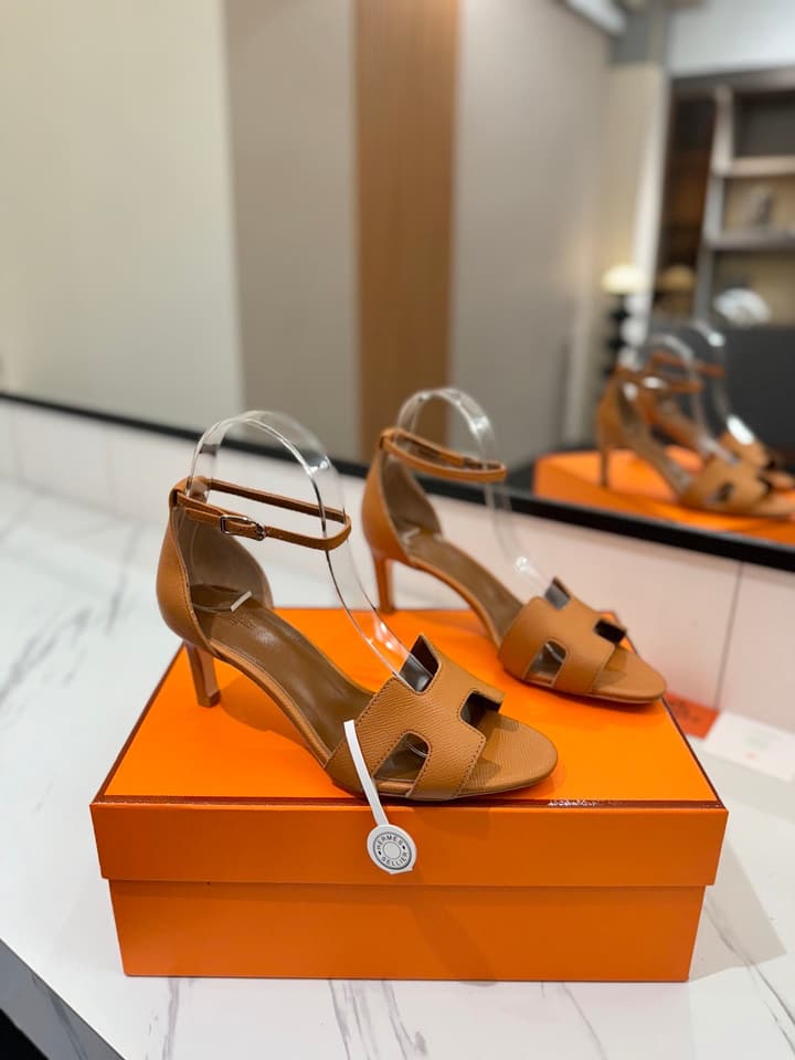Hermès Classic Palm Grain Cowhide Heels – 6.5cm in Black