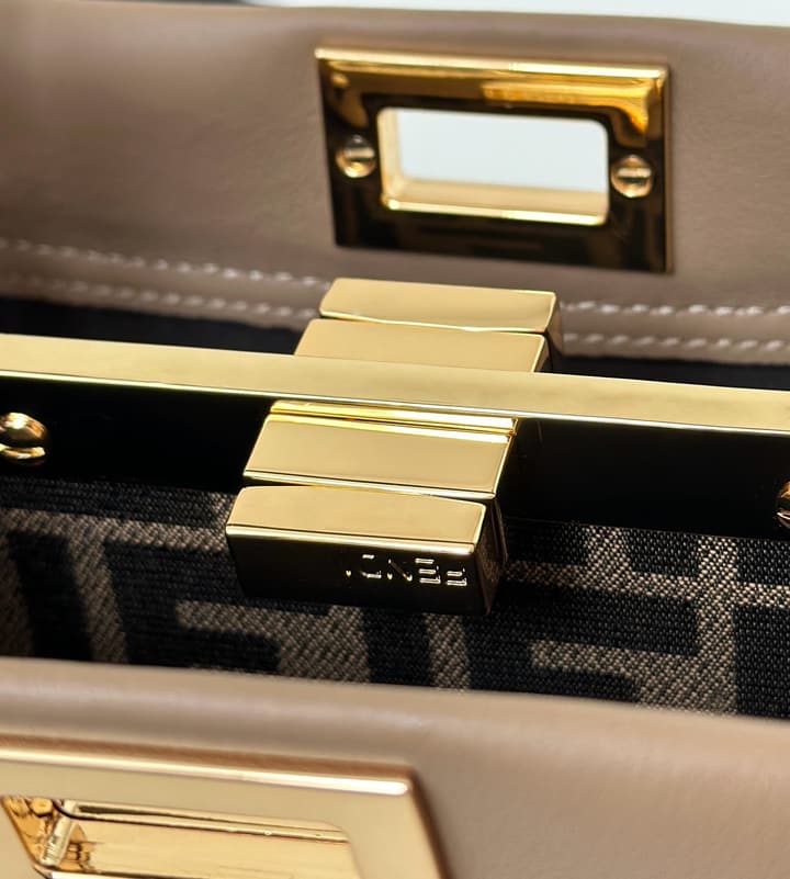 Fendi Peekaboo Classic Handbag in Classic Taupe Leather