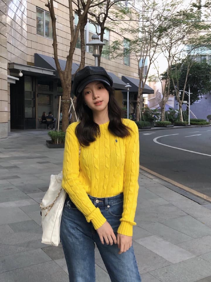 Ralph Lauren Polo Cable Knit Sweater in Bright Yellow