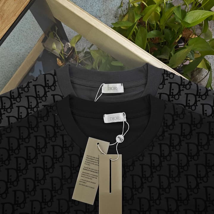 Dior Flocked Logo Print Unisex T-Shirt – 2026SS in Black