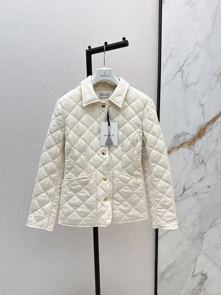 Moncler Quilted Padded Slim-Fit Jacket in Khaki
