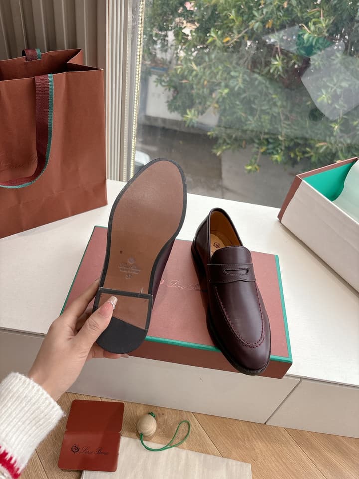 Loro Piana Classic Loafers in Burgundy Leather
