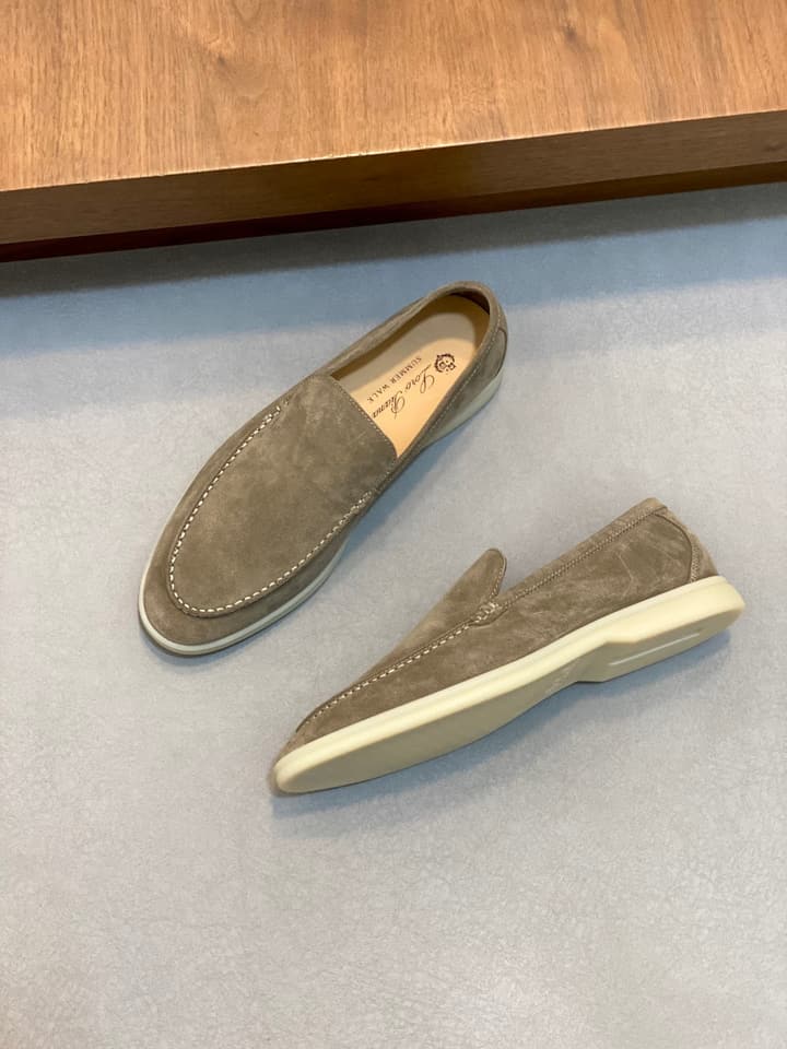 Loro Piana Suede Leather Slip-On Loafers in Black Suede