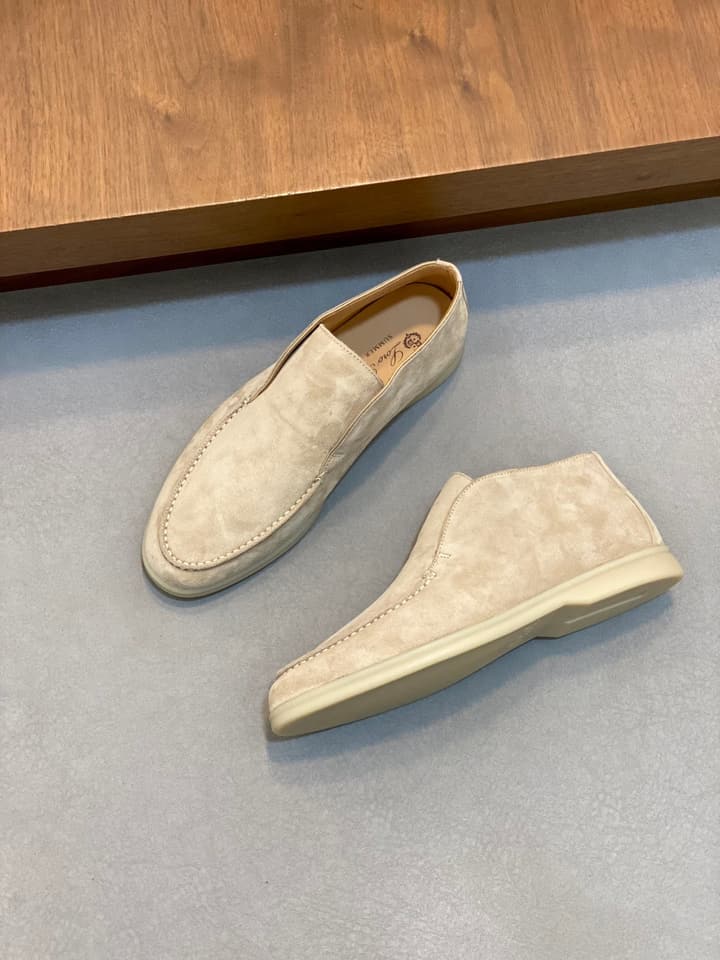 Loro Piana Suede Leather Slip-On Loafers in Camel Tan Suede