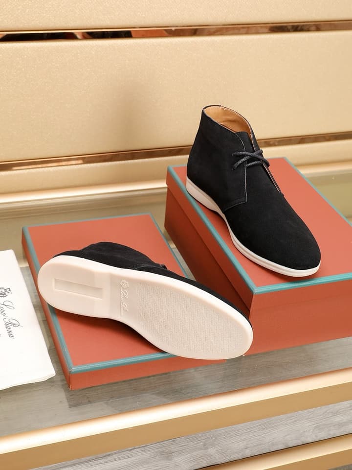 Loro Piana Water-Repellent Suede Moccasin Loafers in Black