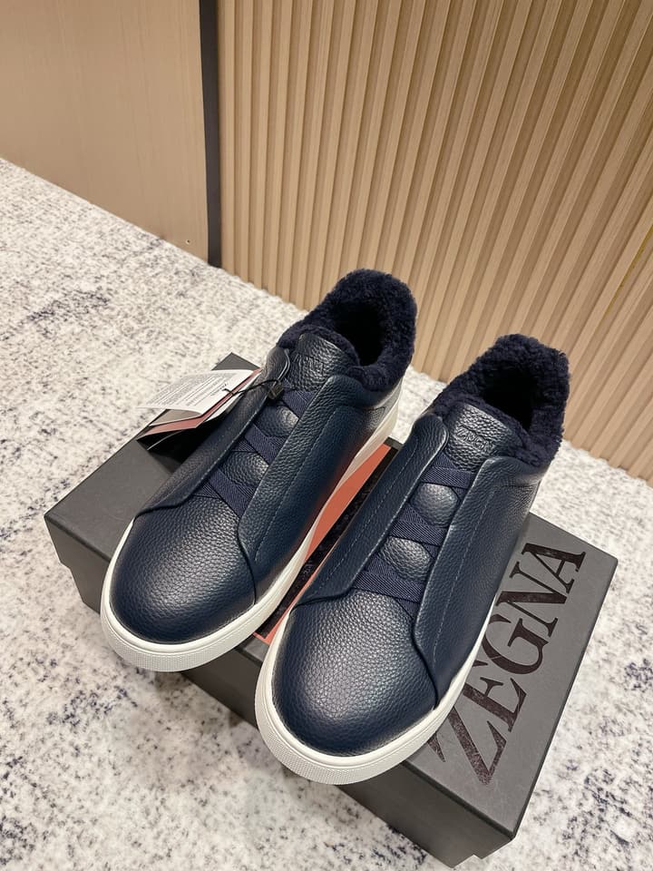 Zegna Triple Stitch Low-Top Casual Shoes – 2025SS in Black Leather