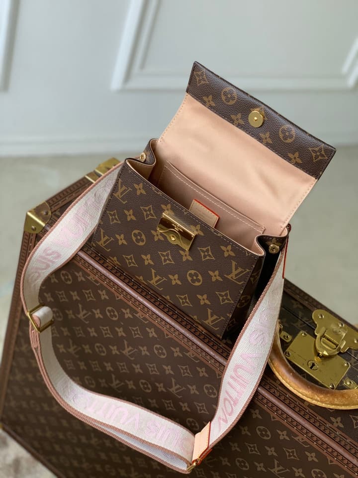 Louis Vuitton Cluny Mini Handbag in Monogram Canvas With Natural Leather Trim