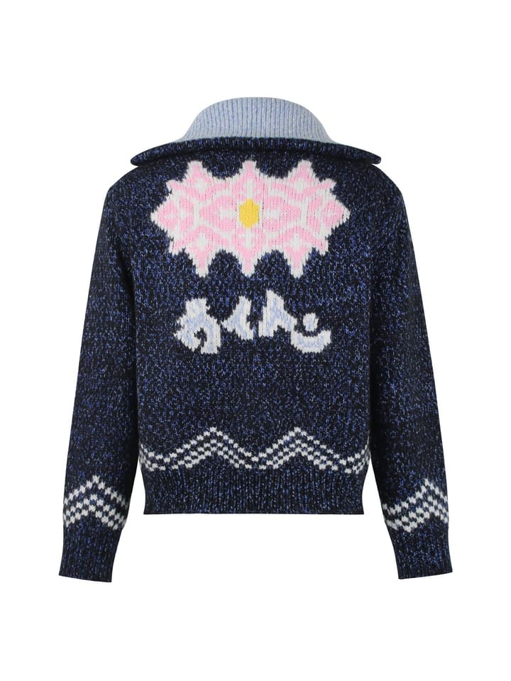 Louis Vuitton Mohair Knit Zipper Cardigan – 25SS in Navy Knit With Fish Motif