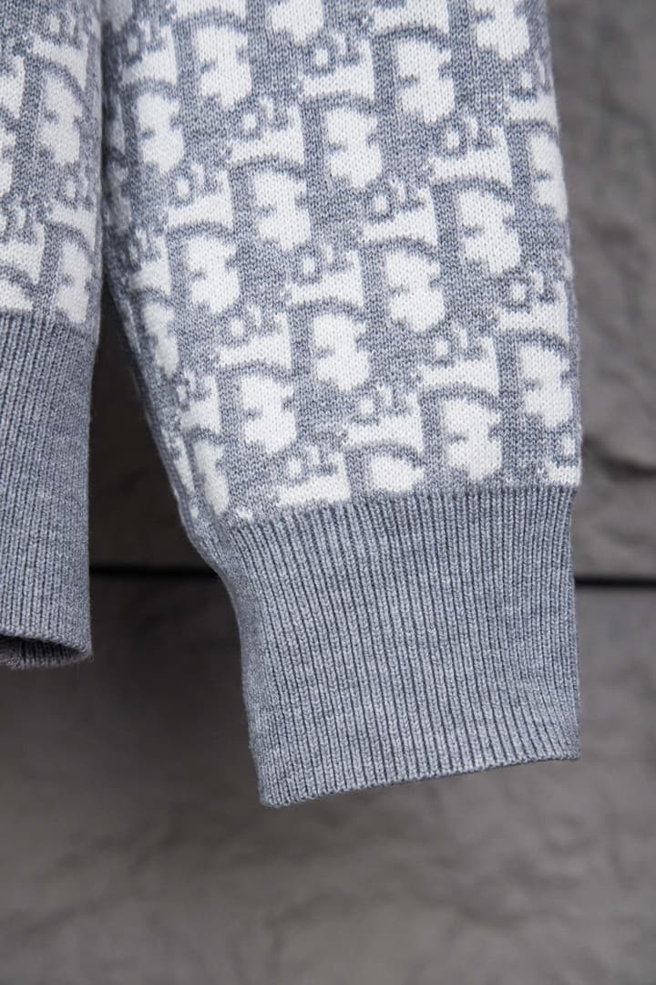 Dior Monogram Jacquard Zip Cardigan – 24SS in Light Grey Monogram