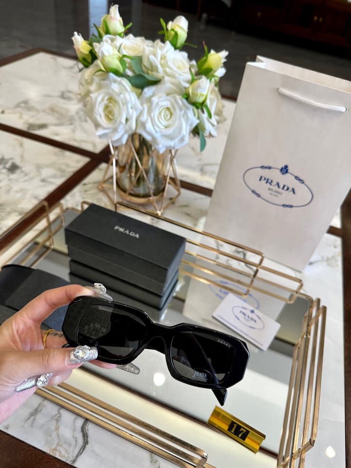 Prada Polarized Acetate Sunglasses in Glossy Black Frontal