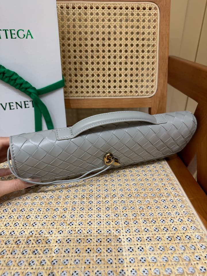 Bottega Veneta Andiamo Clutch Bag in Black Intrecciato