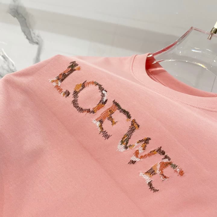 Loewe Rainbow Logo Embroidered Cotton T-Shirt in Classic Black