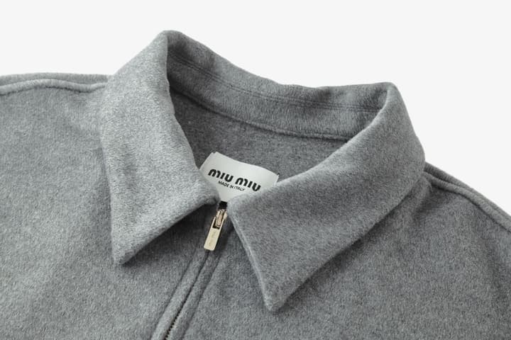 Miu Miu Logo Embroidered Cashmere Zip Jacket