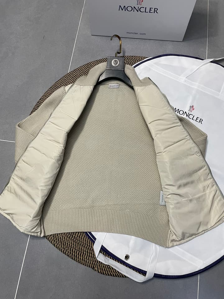 Moncler Men's Knit Down Spliced Jacket – New Collection in Beige
