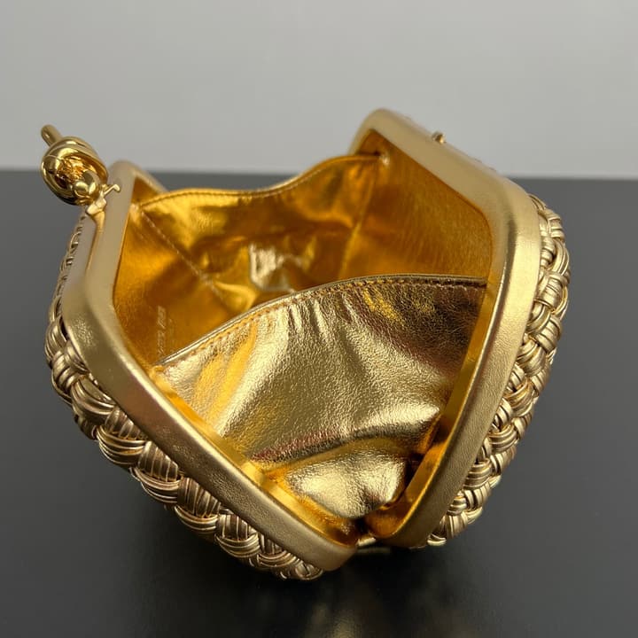 Bottega Veneta Knot Evening Clutch Bag in Gold