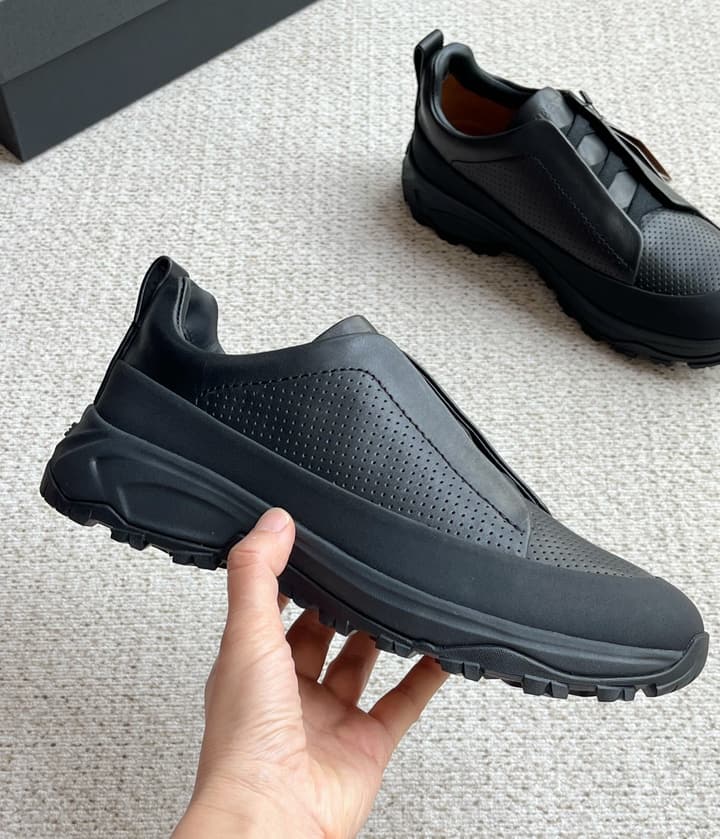 Zegna Triple Stitch™ Monte Perforated Casual Shoes in White Smooth